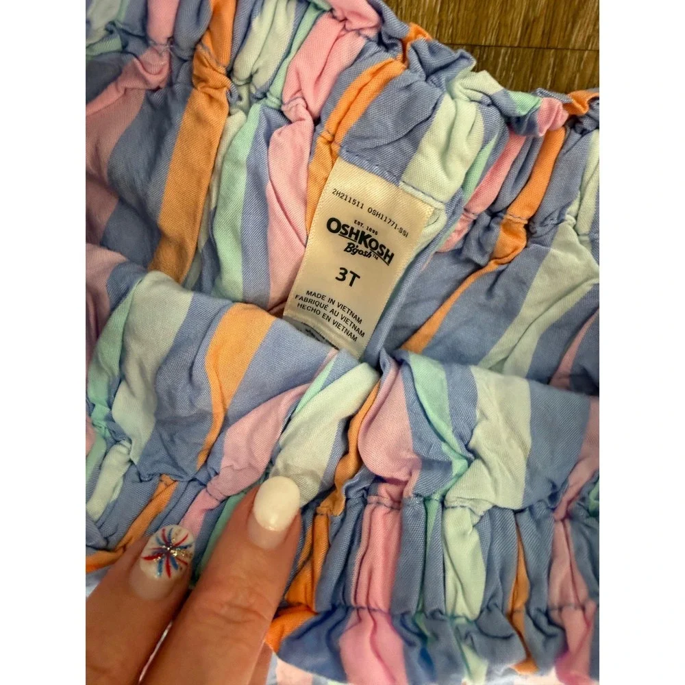OshKosh B'gosh Coastal Preppy Summer Lot Toddler 3T Pink Blue Striped Ruffle 7pc